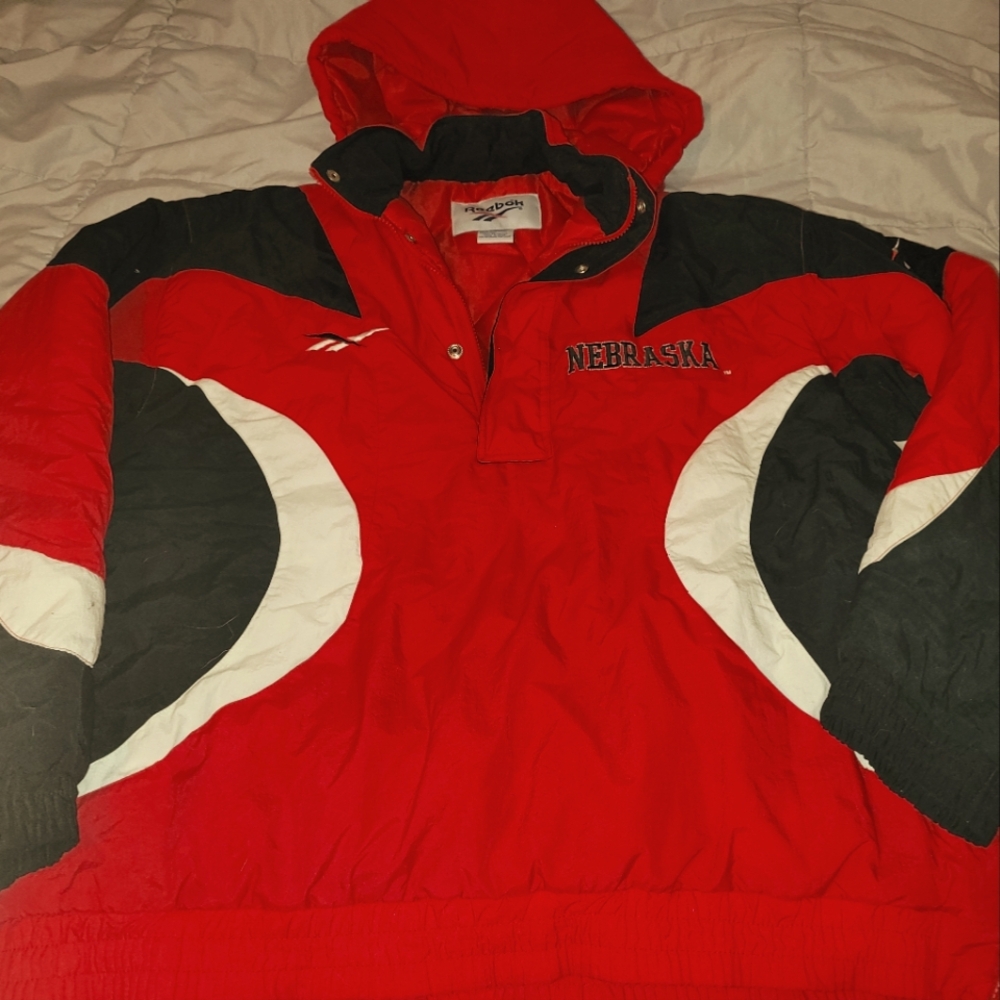 Nebraska Huskers Reebok Pullover Jacket Large Vintage